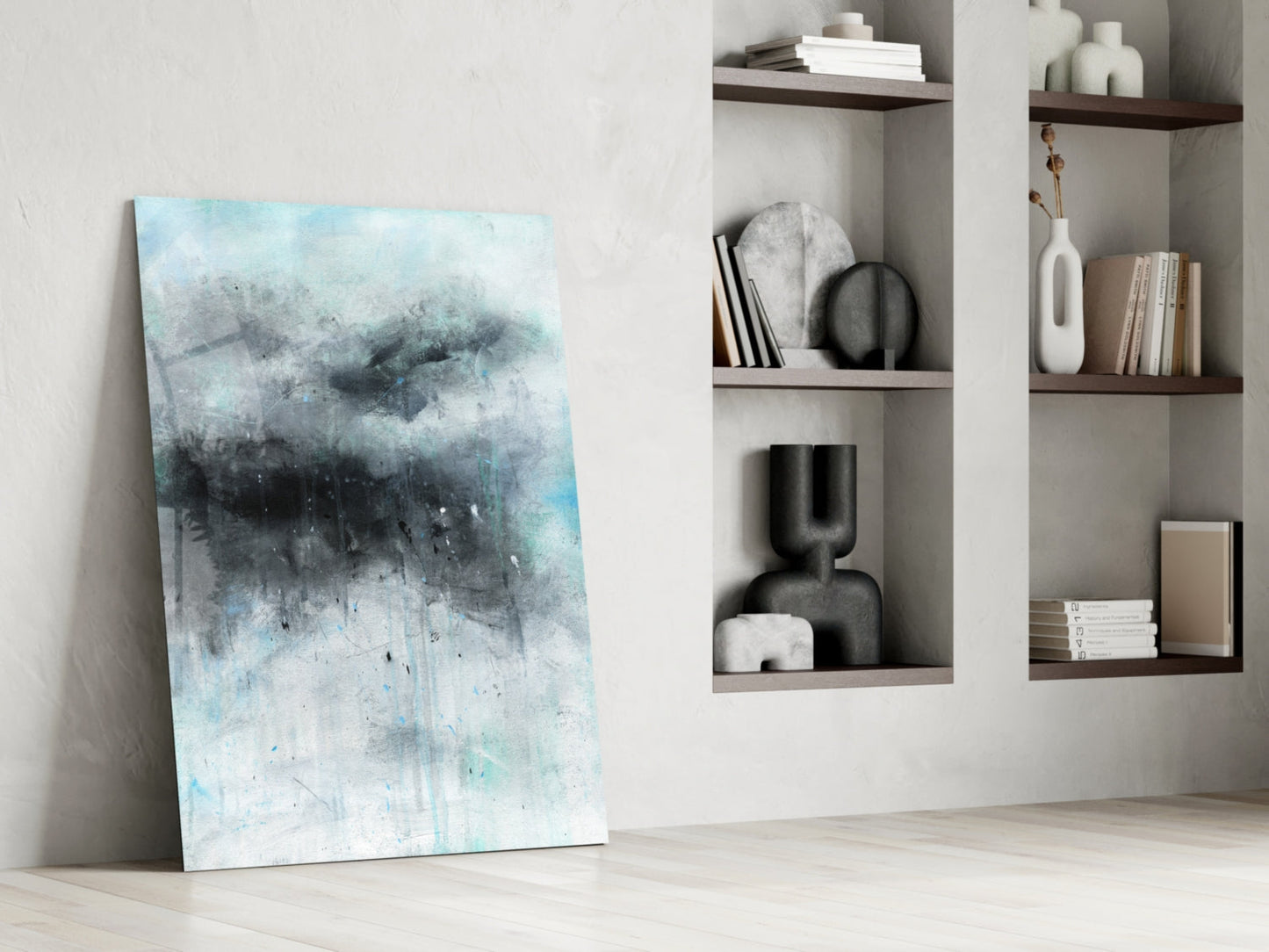 Stormy Cloud Icy Blue Glass Wall Art