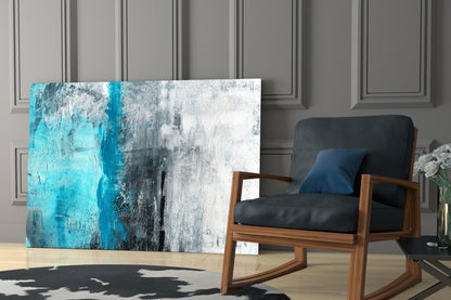 Turquoise Stripe Gray Texture Glass Wall Art