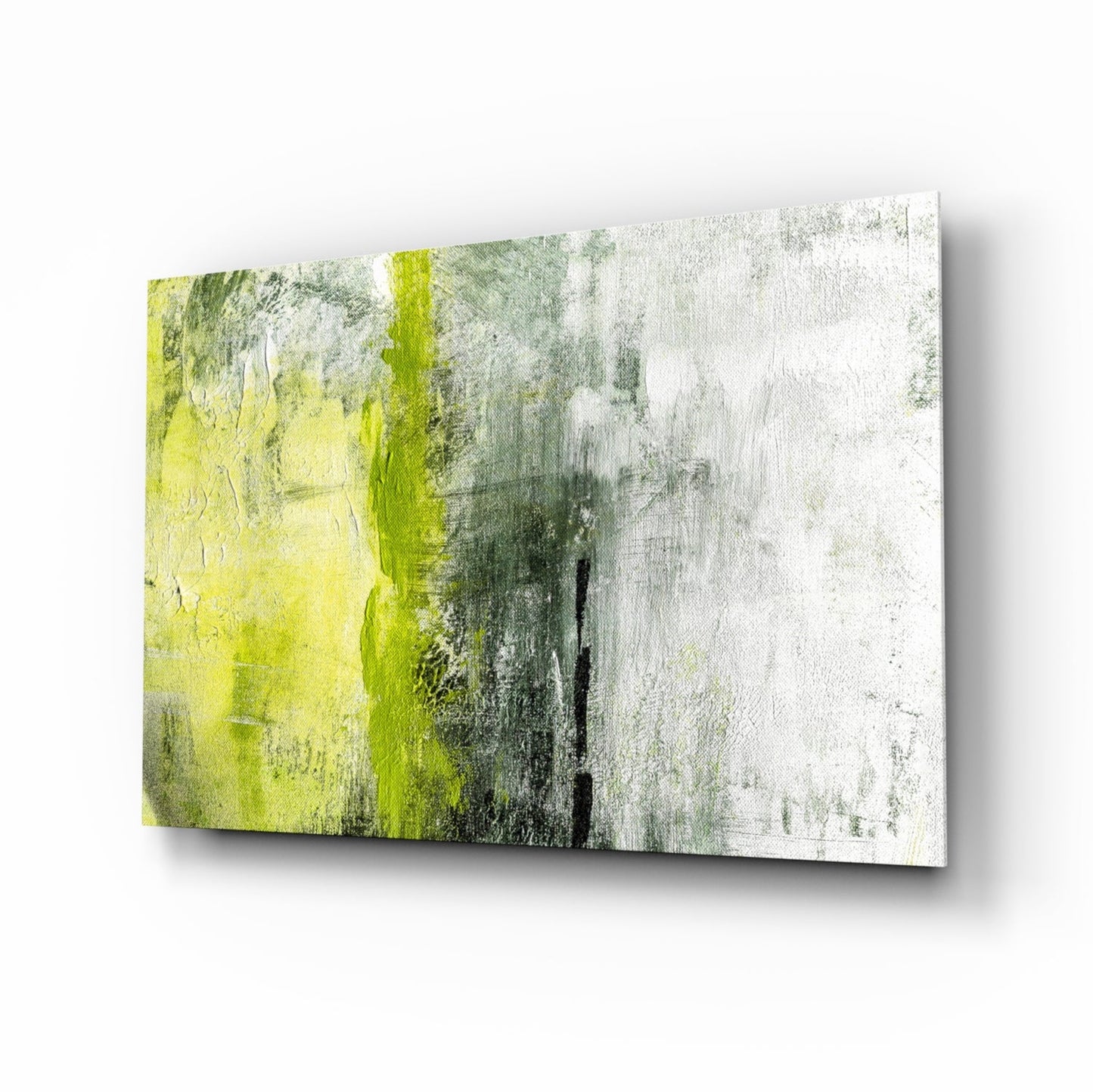 Lime Green Stripe Gray Glass Wall Art