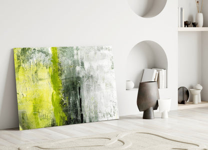 Lime Green Stripe Gray Glass Wall Art