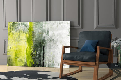 Lime Green Stripe Gray Glass Wall Art