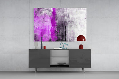 Magenta Stripe Gray Texture Glass Wall Art