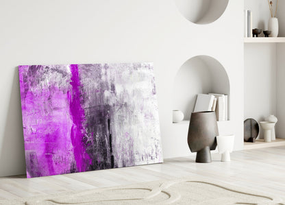 Magenta Stripe Gray Texture Glass Wall Art