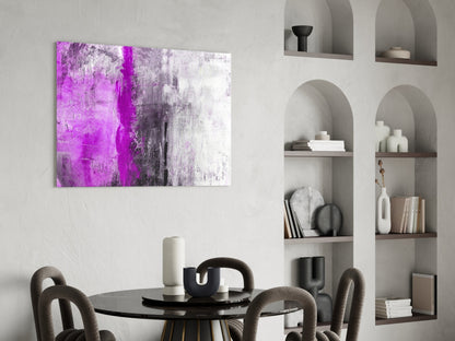 Magenta Stripe Gray Texture Glass Wall Art