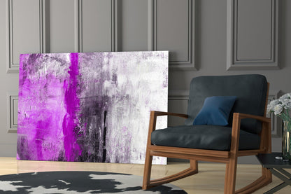 Magenta Stripe Gray Texture Glass Wall Art