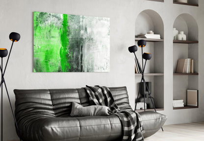 Emerald Green Stripe Gray Glass Wall Art