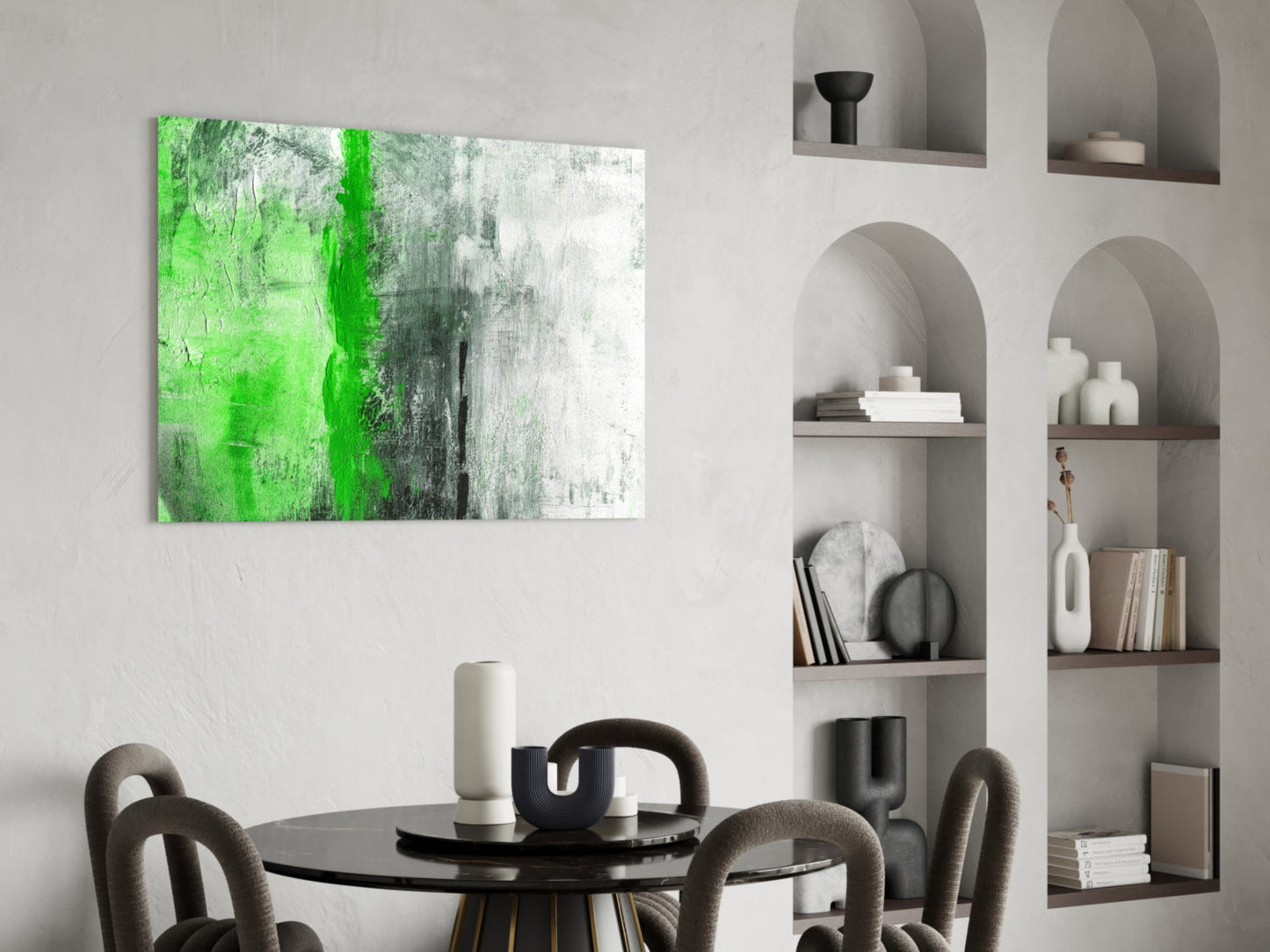 Emerald Green Stripe Gray Glass Wall Art