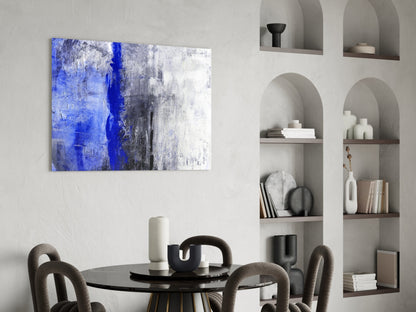 Cobalt Blue Stripe Gray Glass Wall Art