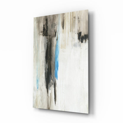 Turquoise Accent Neutral Drip Glass Wall Art
