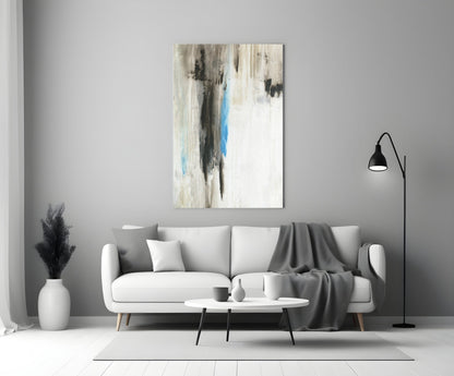 Turquoise Accent Neutral Drip Glass Wall Art