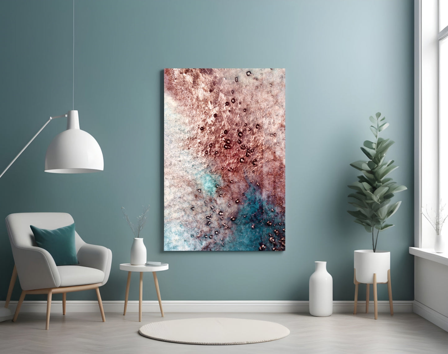 Rose Teal Geode Bubble Glass Wall Art