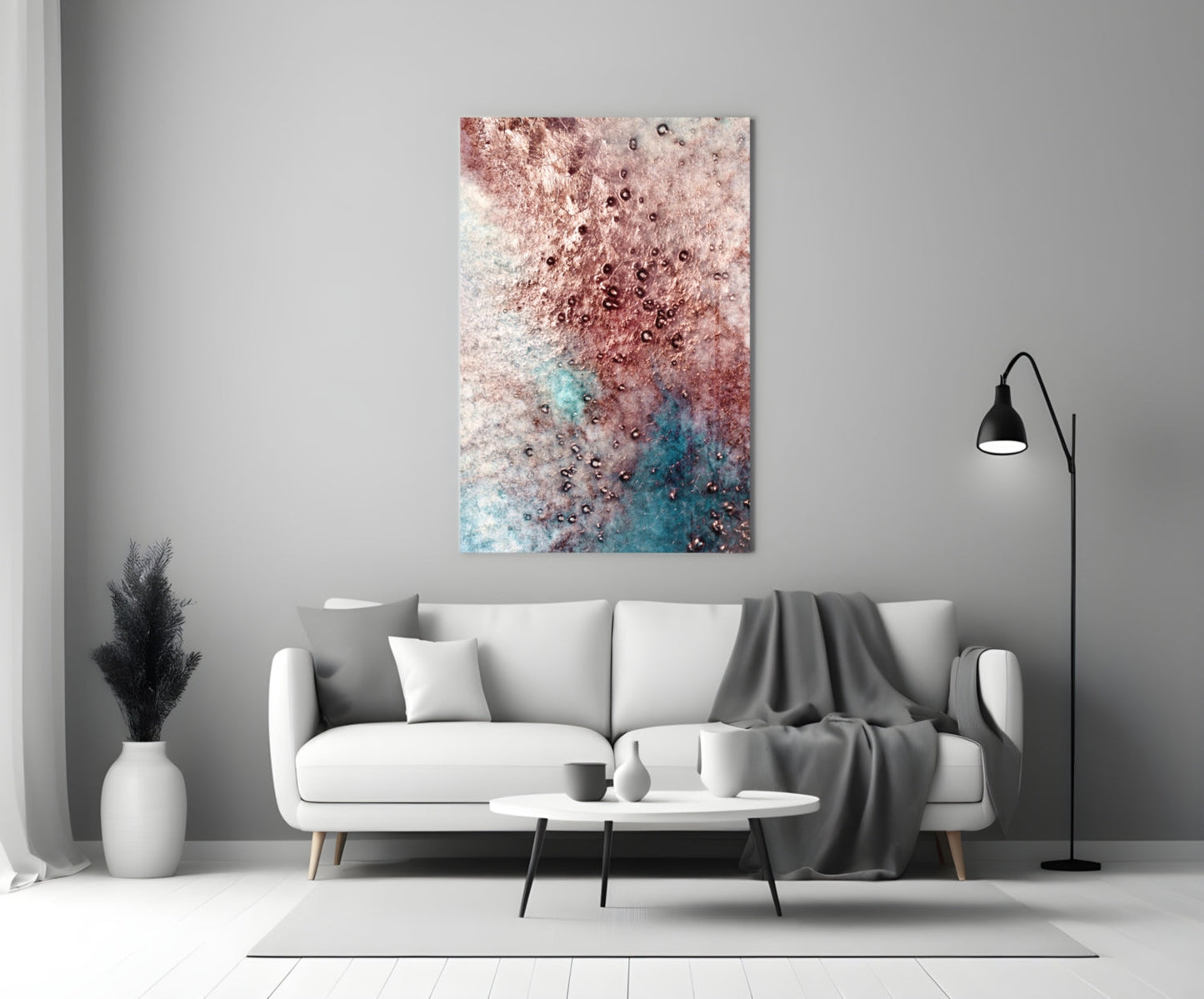 Rose Teal Geode Bubble Glass Wall Art