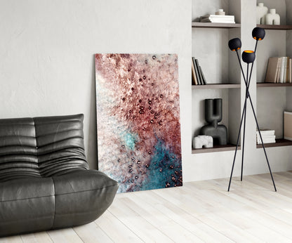 Rose Teal Geode Bubble Glass Wall Art