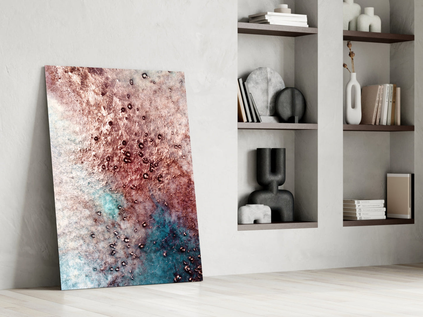 Rose Teal Geode Bubble Glass Wall Art