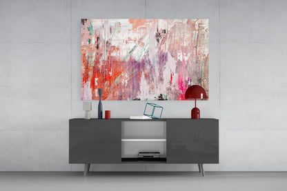 Coral Pink Textured Palette Glass Wall Art