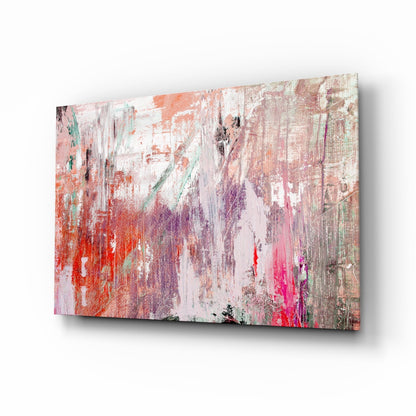 Coral Pink Textured Palette Glass Wall Art
