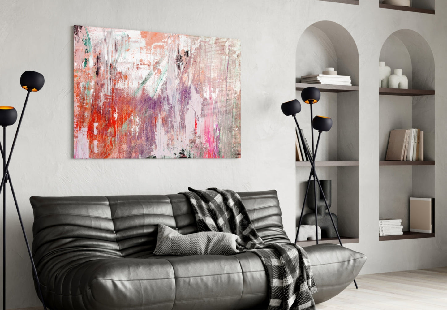 Coral Pink Textured Palette Glass Wall Art