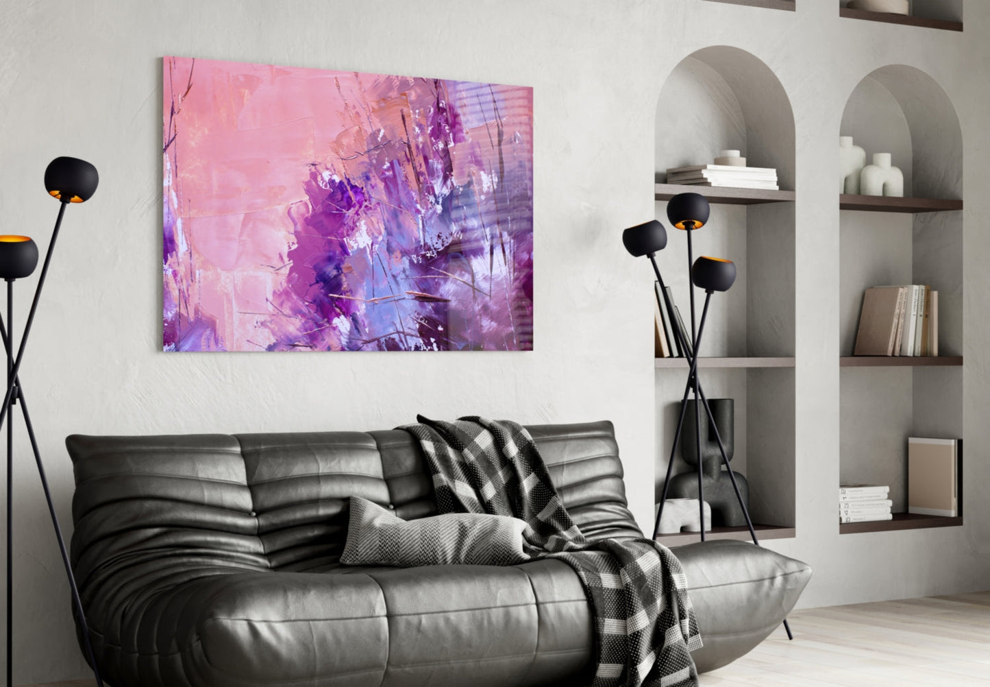 Purple Lavender Wildflower Glass Wall Art