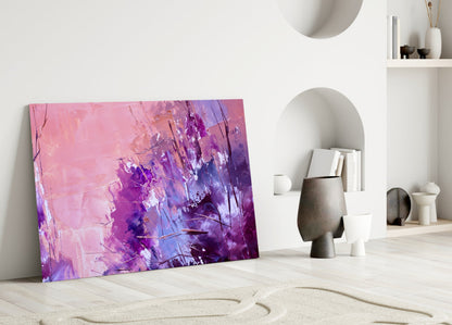 Purple Lavender Wildflower Glass Wall Art