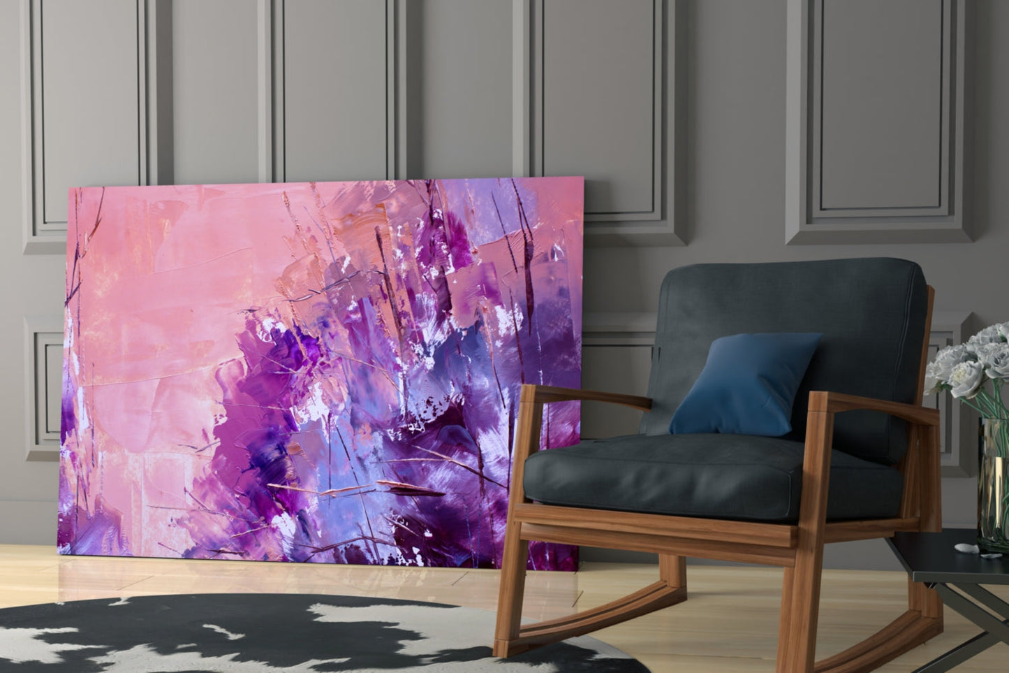 Purple Lavender Wildflower Glass Wall Art