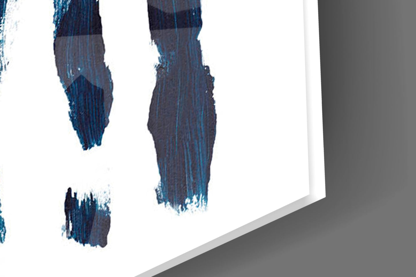 Vertical Navy Brush Bars Glass Wall Art