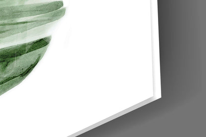 Green Watercolor Banana Leaf Glass Wall Art