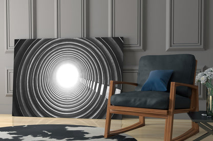 Concentric Ring Tunnel Toward Light Glass Wall Art