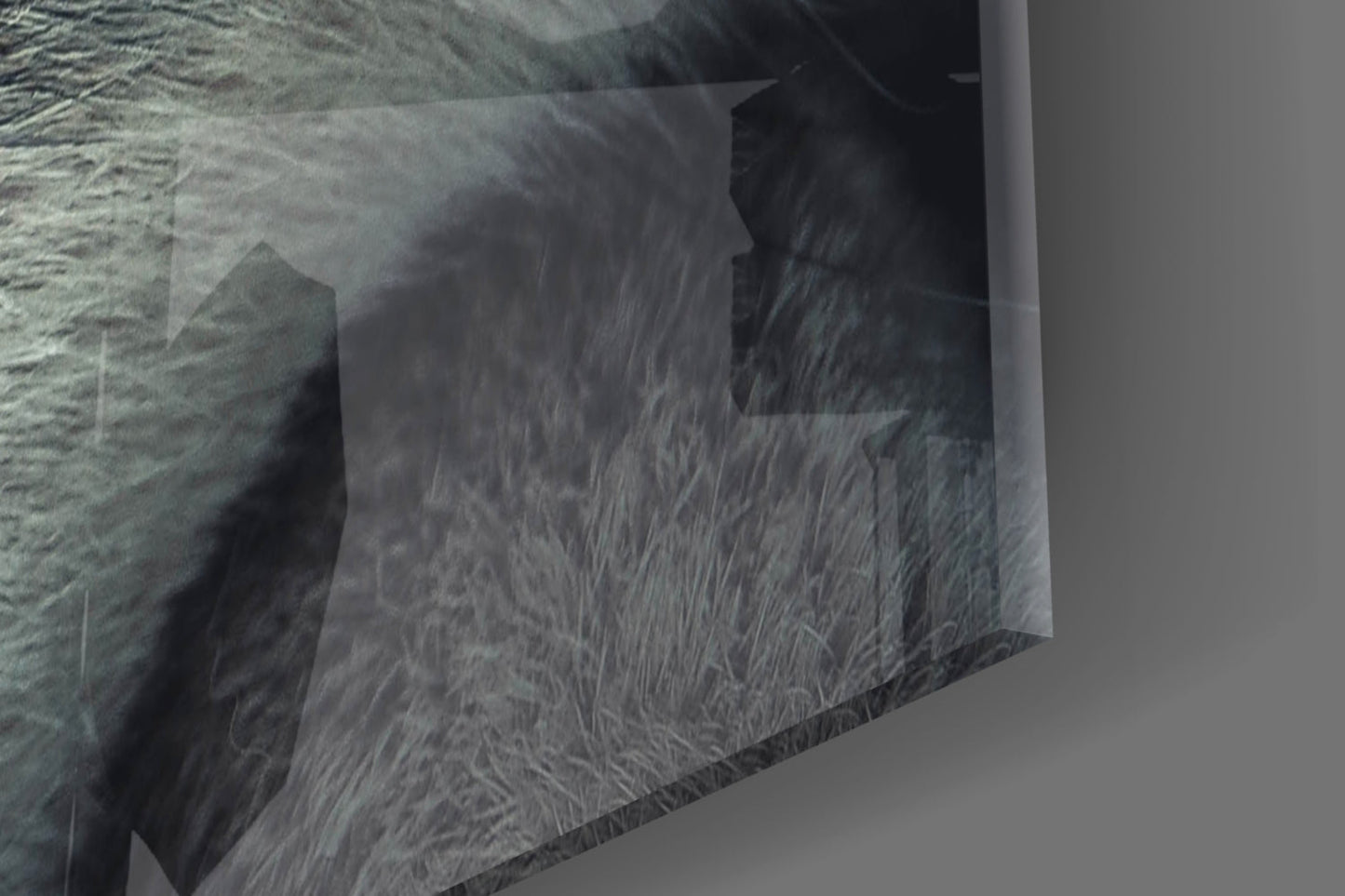 Ice Blue Wolf Eye Closeup Glass Wall Art