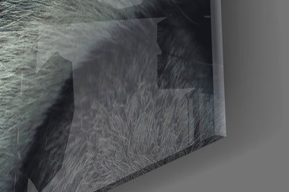 Ice Blue Wolf Eye Closeup Glass Wall Art