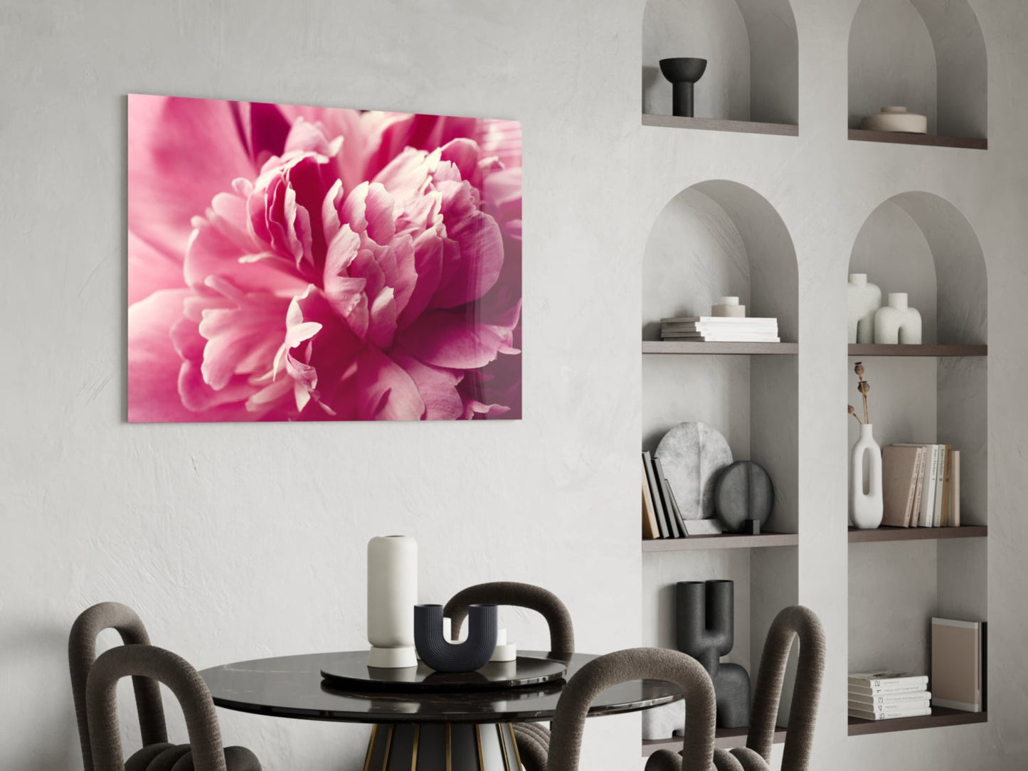 Hot Pink Peony Petal Macro Flower Glass Wall Art
