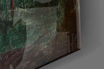 Teal Green Moody Abstract Glass Wall Art