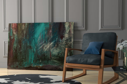 Teal Green Moody Abstract Glass Wall Art