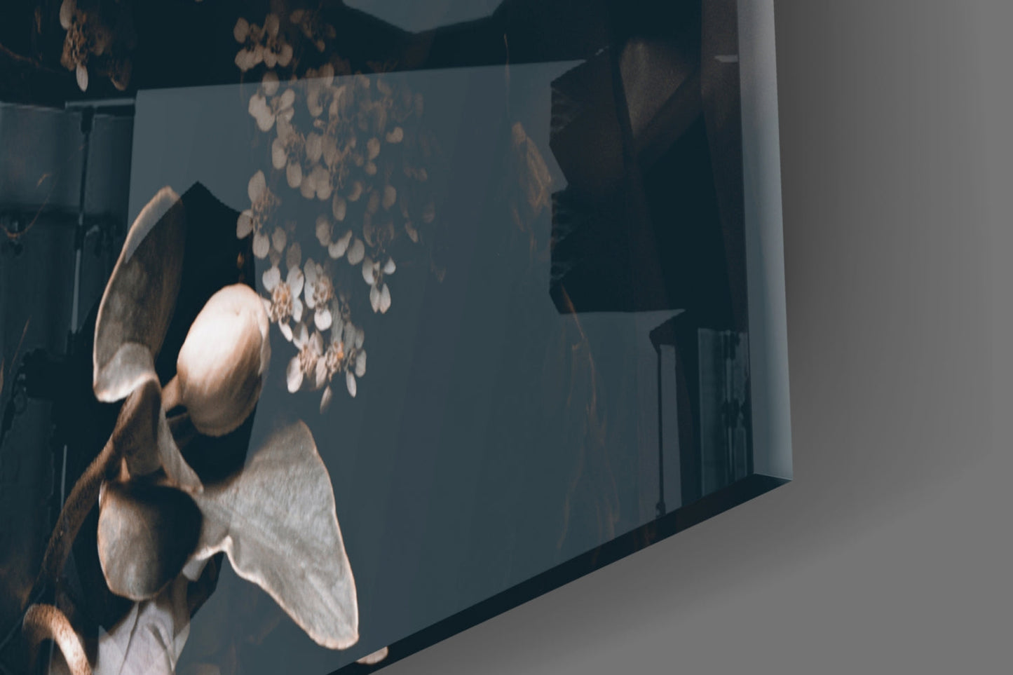 Dark Cream Peony Bouquet Glass Wall Art