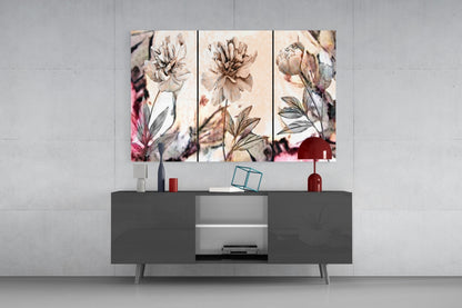 Soft Pastel Peony Panels Glass Wall Art