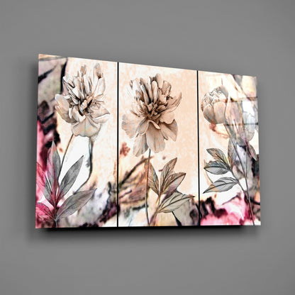 Soft Pastel Peony Panels Glass Wall Art