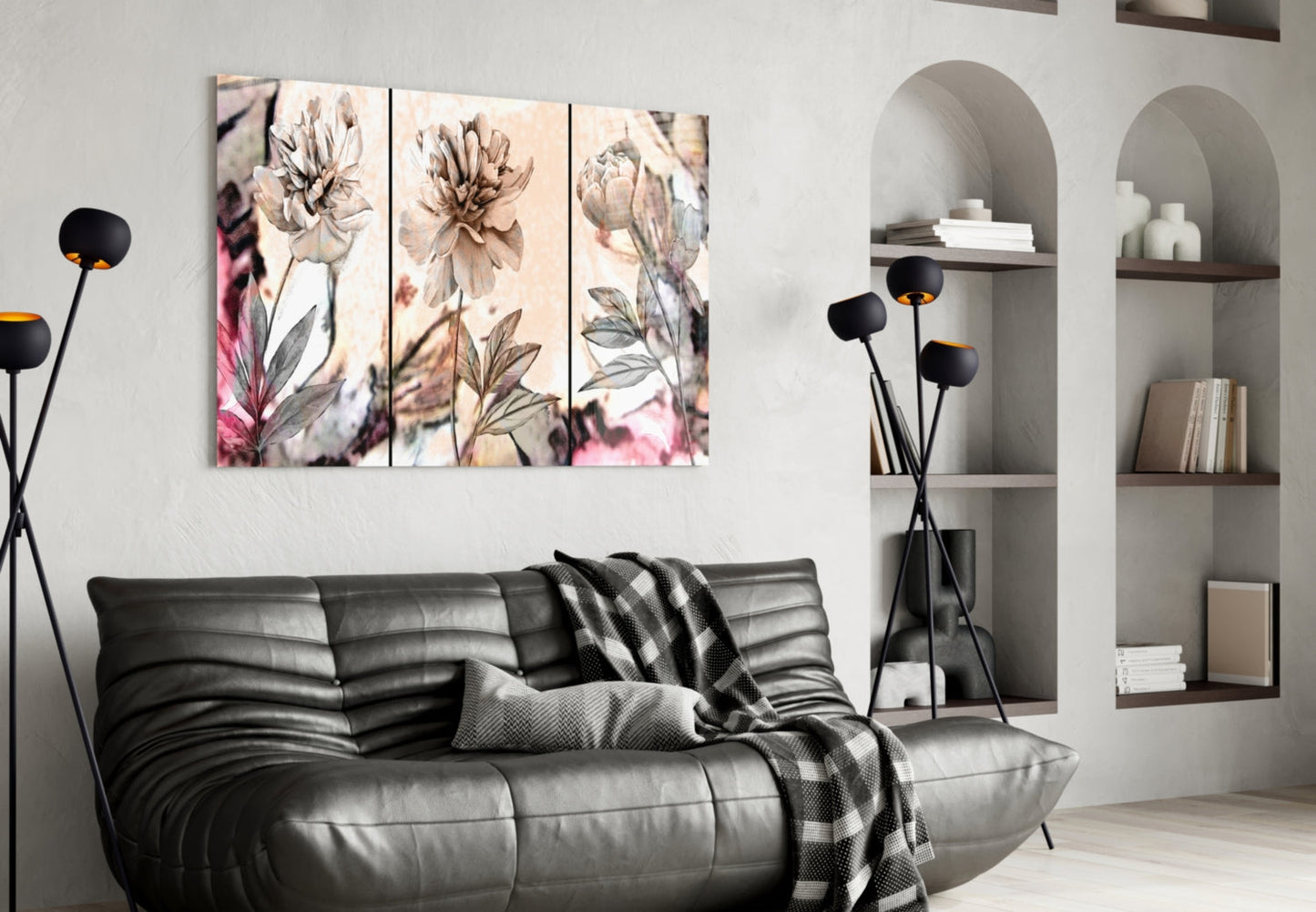 Soft Pastel Peony Panels Glass Wall Art