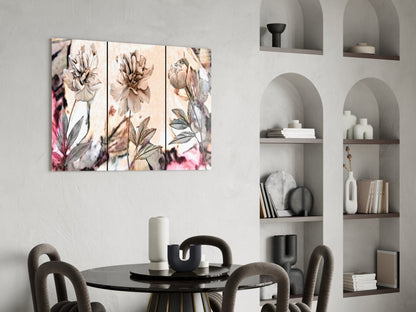 Soft Pastel Peony Panels Glass Wall Art