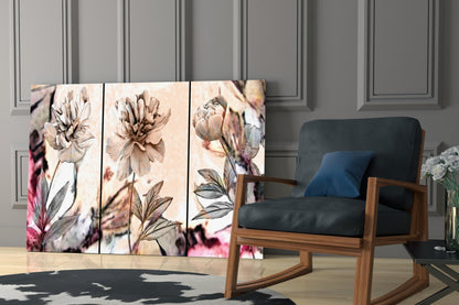 Soft Pastel Peony Panels Glass Wall Art