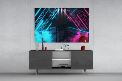 Neon Truss Stage Lights Glass Wall Art