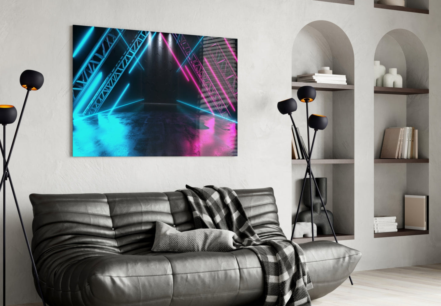 Neon Truss Stage Lights Glass Wall Art