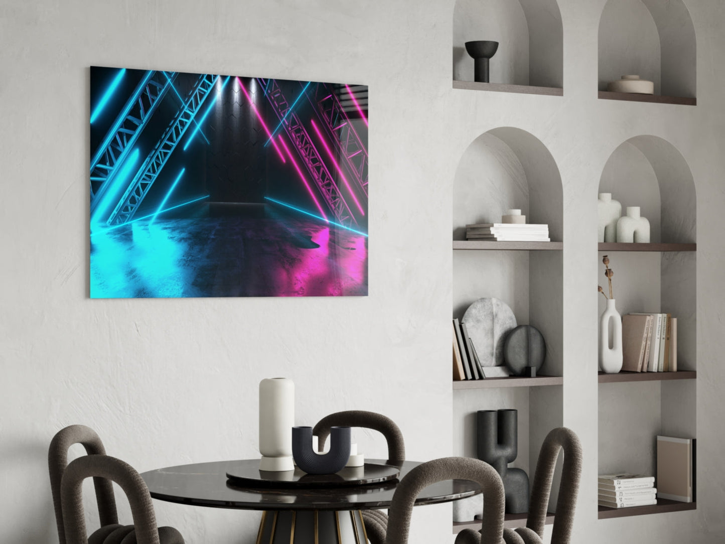 Neon Truss Stage Lights Glass Wall Art