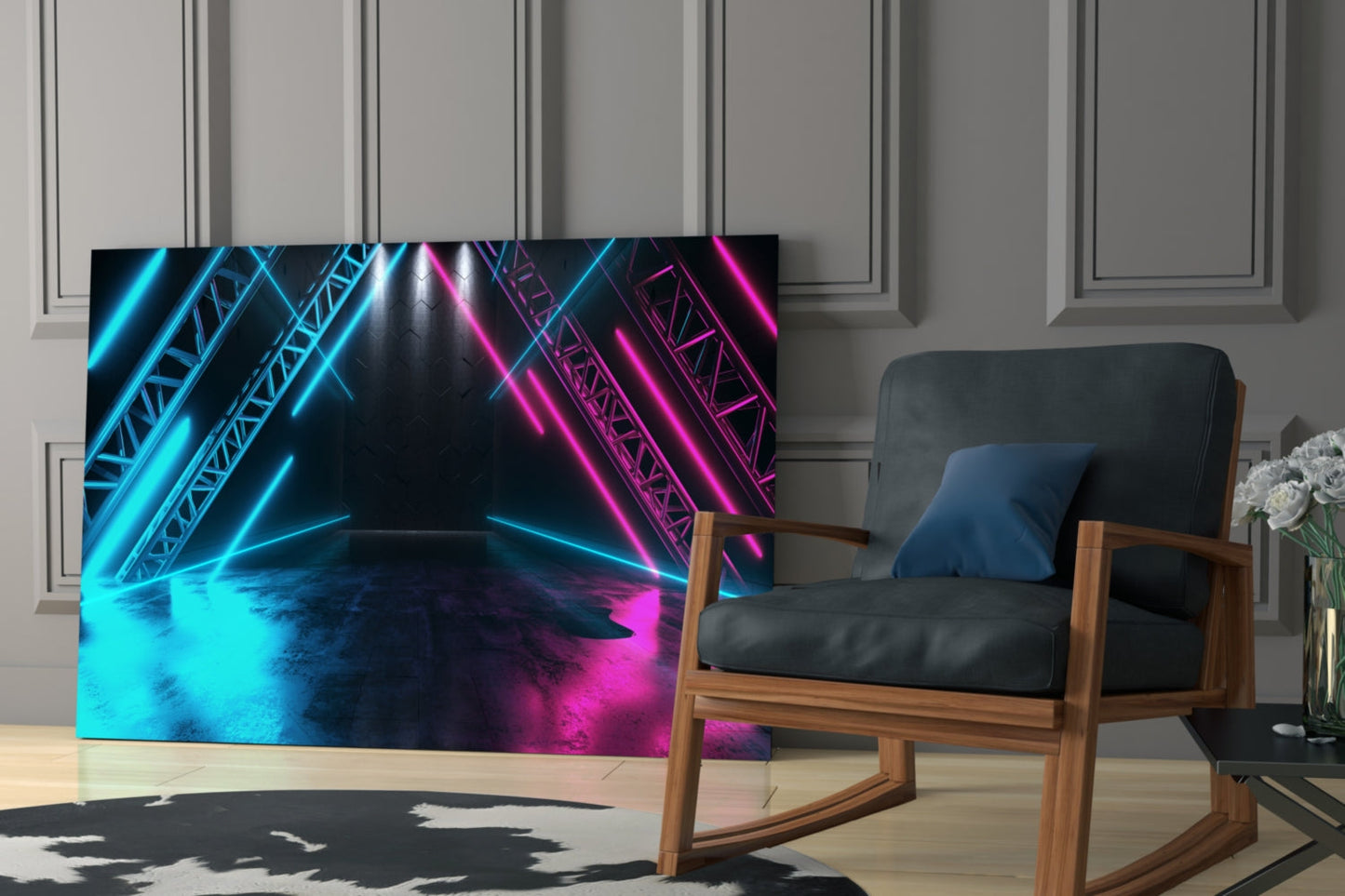 Neon Truss Stage Lights Glass Wall Art