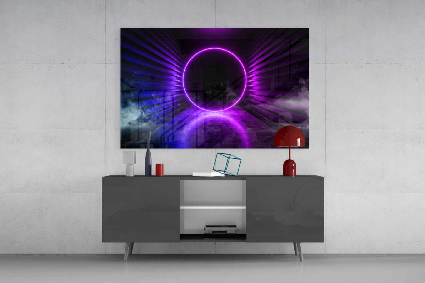Purple Neon Ring Gateway Glass Wall Art