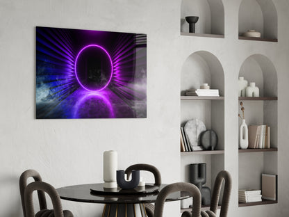 Purple Neon Ring Gateway Glass Wall Art