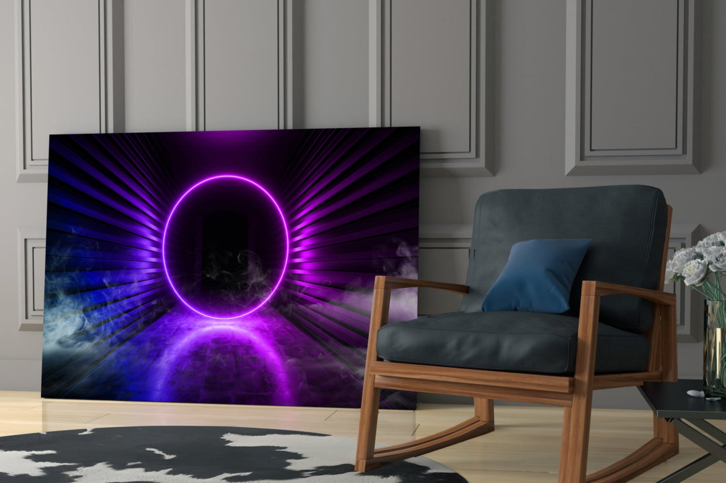 Purple Neon Ring Gateway Glass Wall Art
