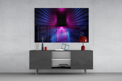 Purple Radial Light Tunnel Glass Wall Art