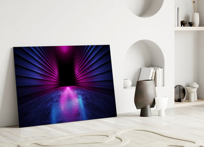 Purple Radial Light Tunnel Glass Wall Art