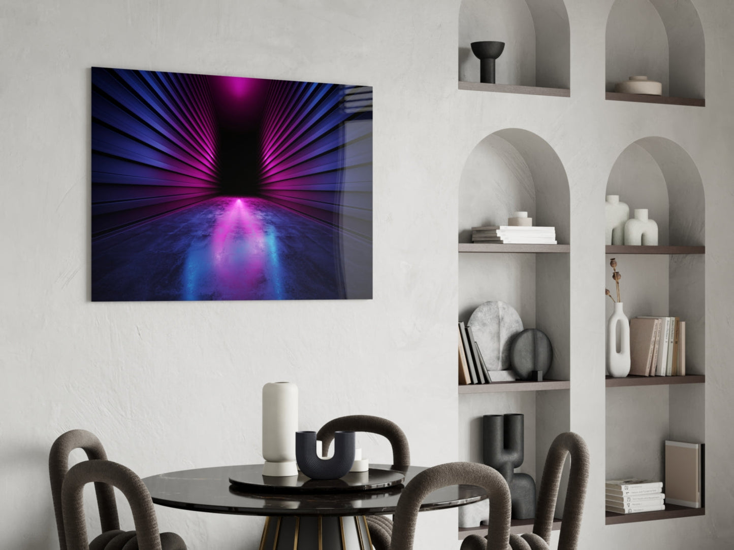 Purple Radial Light Tunnel Glass Wall Art