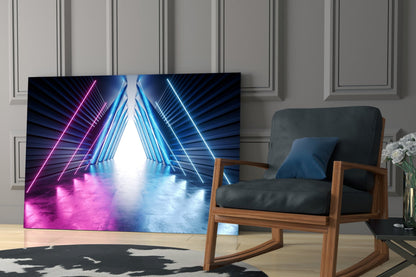 Neon Apex Triangle Corridor Glass Wall Art