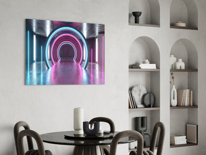 Concentric Neon Arch Tunnel Glass Wall Art